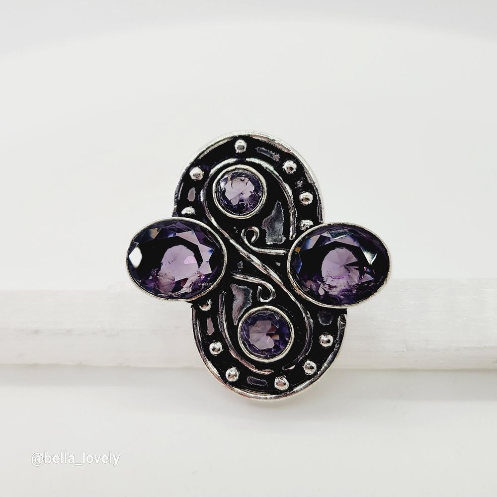 Amethyst Ethnic Handmade Ring Jewelry US Size 7.75 - Picture 5 of 7